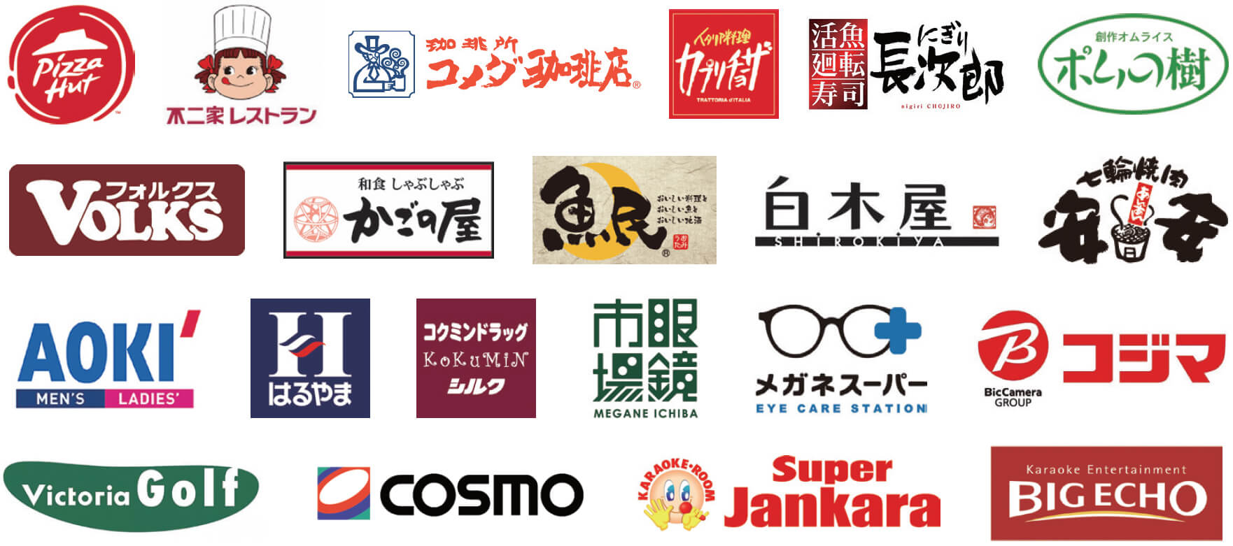 お近くの有名店が割引価格でご利用可能(例)